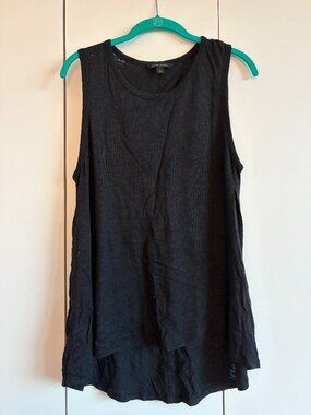 Banana Republic high-low linen tank black L